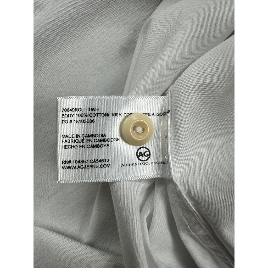 Adriano Goldschmied Oversized Utility Long Sleeve Double Pocket Shirt in White — Size 2XL