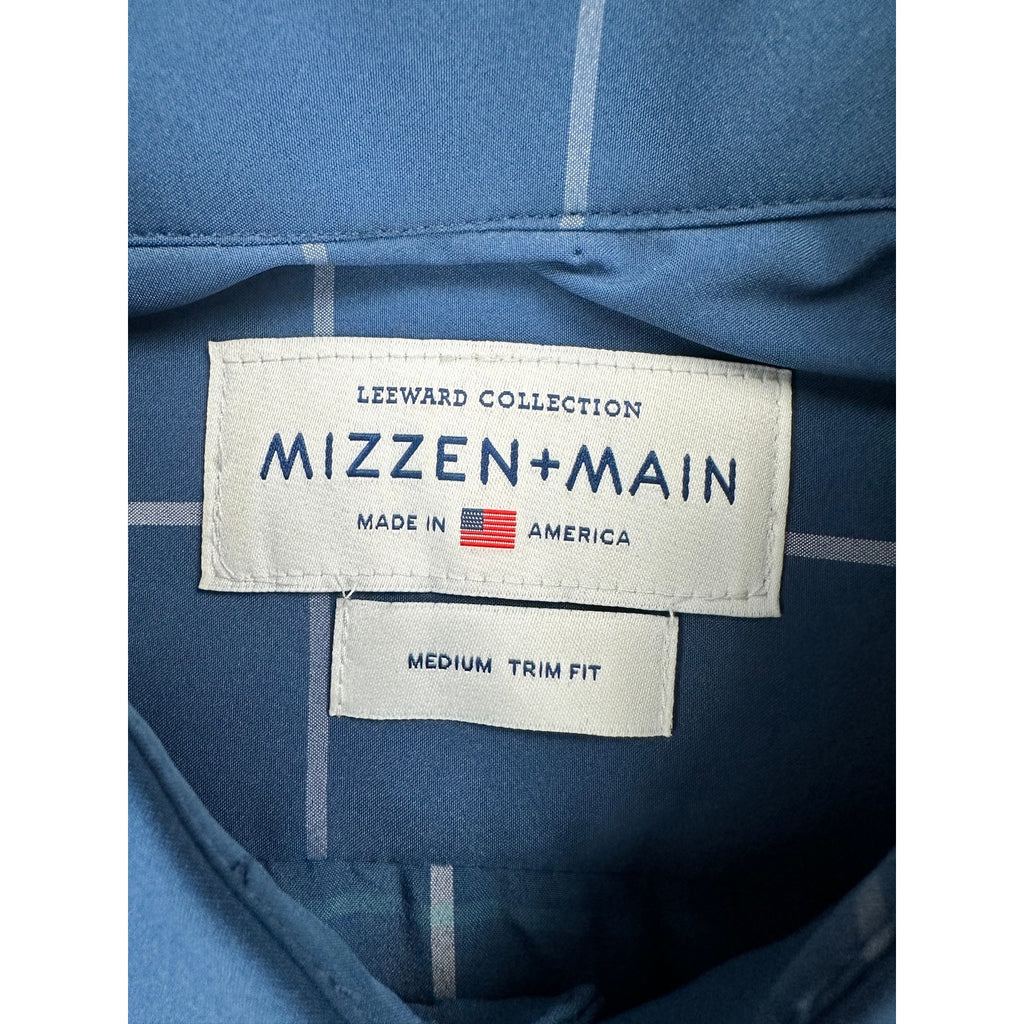 Mizzen+Main Leeward Collection Trim Fit Windowpane Long Sleeve Button Down Shirt — Size Medium // Preowned