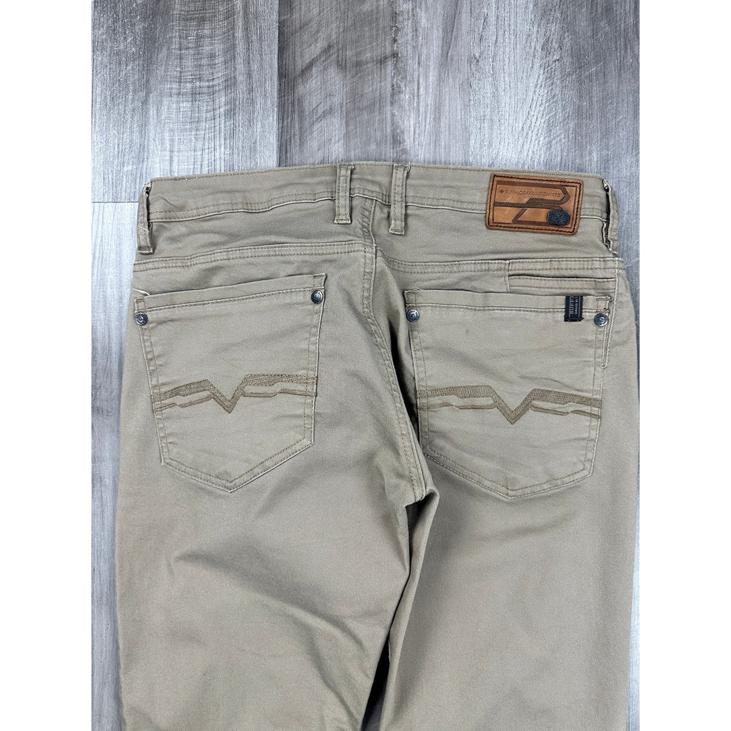 Buffalo David Bitton Six-X Straight Leg Twill Pant in Tan Khaki — Approx. 33x32