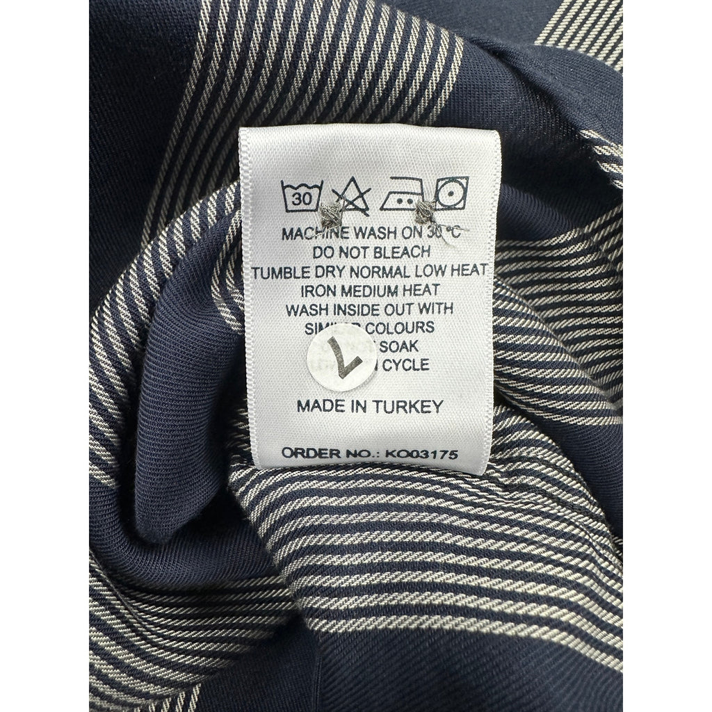 NN07 No Nationality Ericco Stripe Pocket Shirt in Navy, Gray — Size Large // Preowned