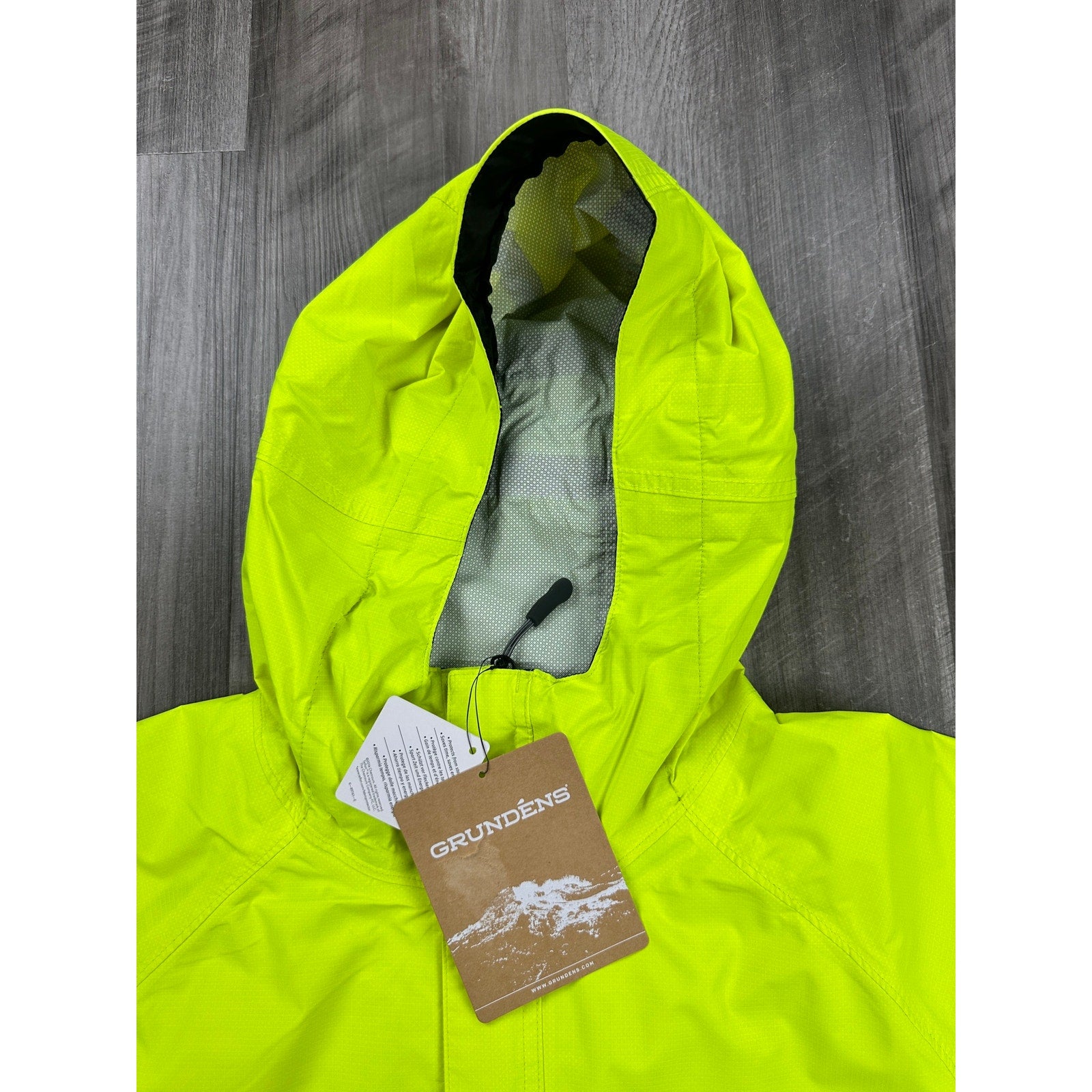 Grundens Trident Ripstop Hooded Jacket in High Visibility Yellow — Size 2XL