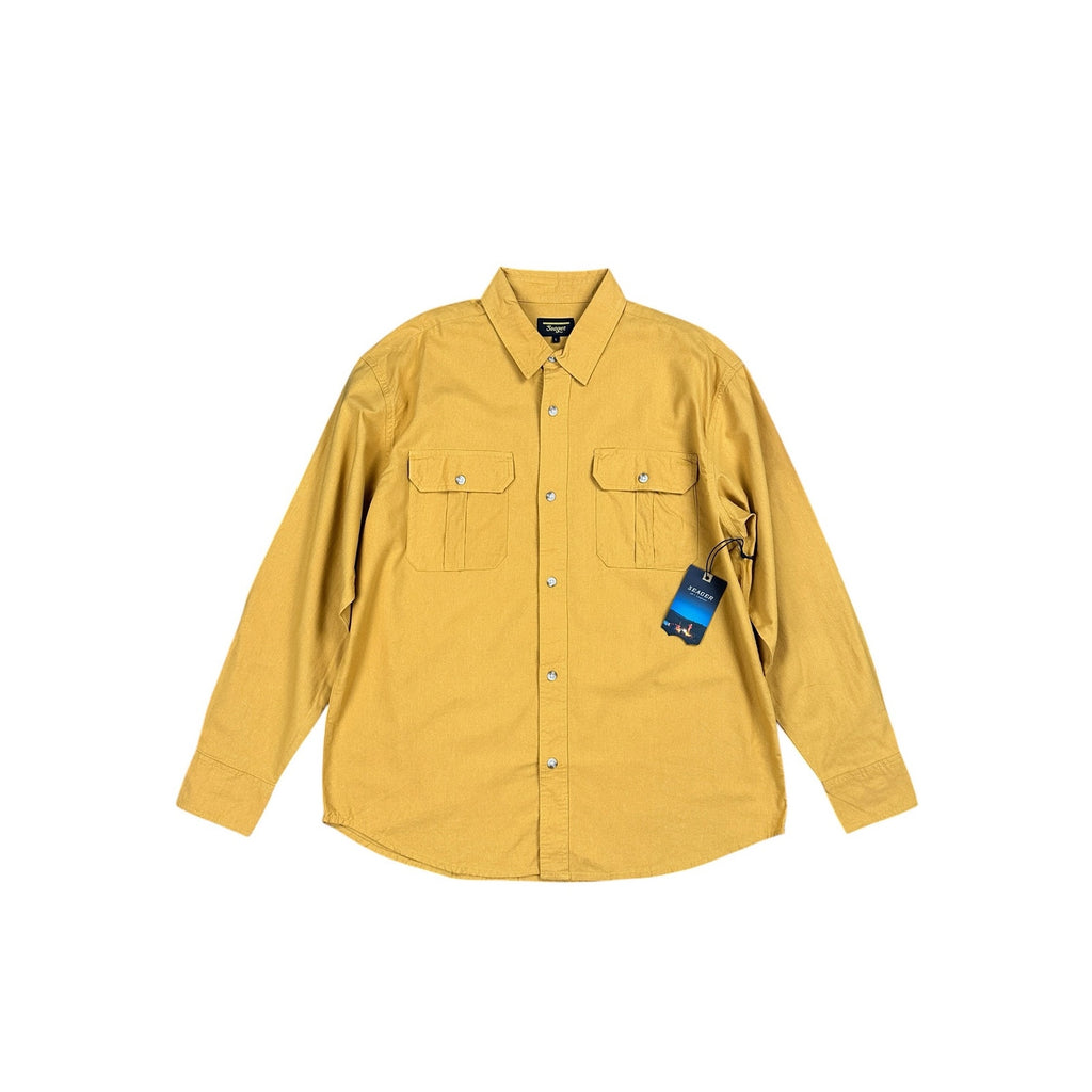 Seager Chief Long Sleeve Western Overshirt in Washed Amber Gold — Size Large