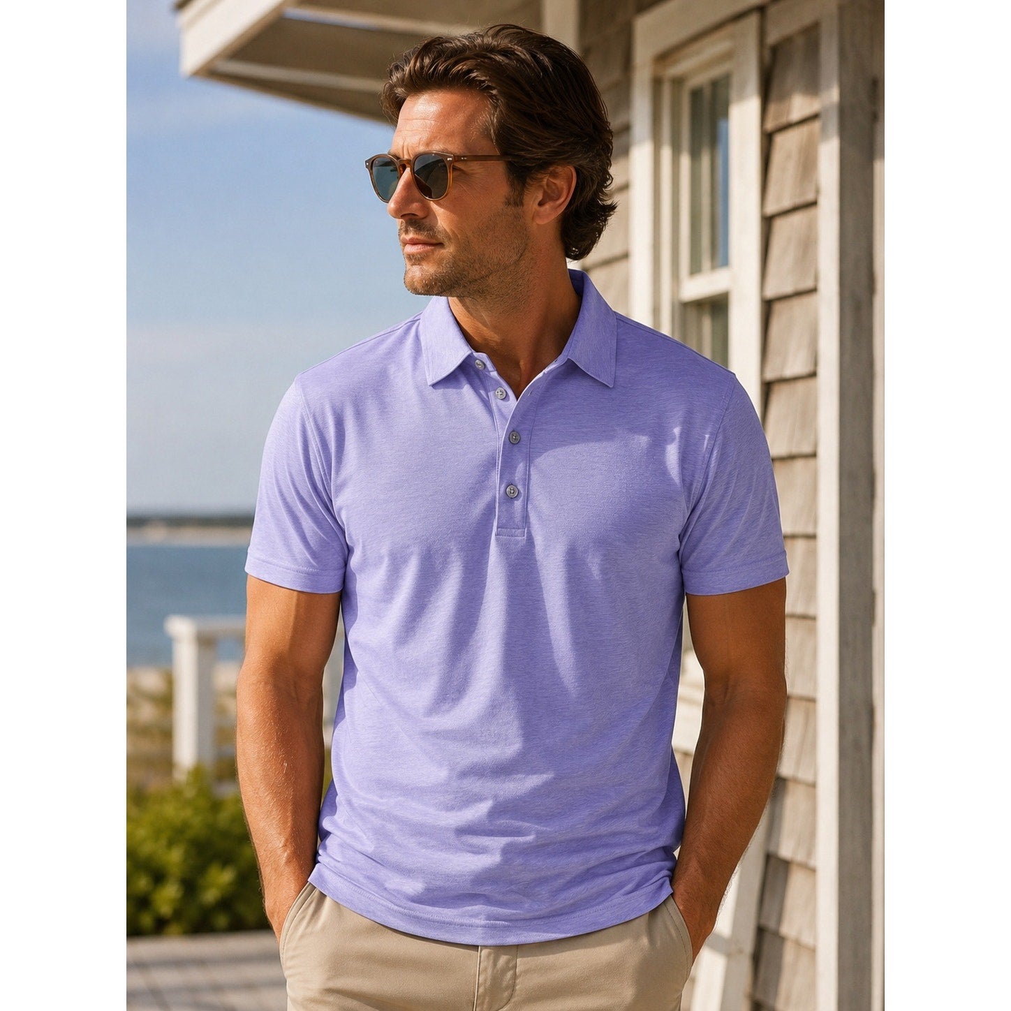 1764 Signature Beach Polo in Lavender Heather — Size Medium