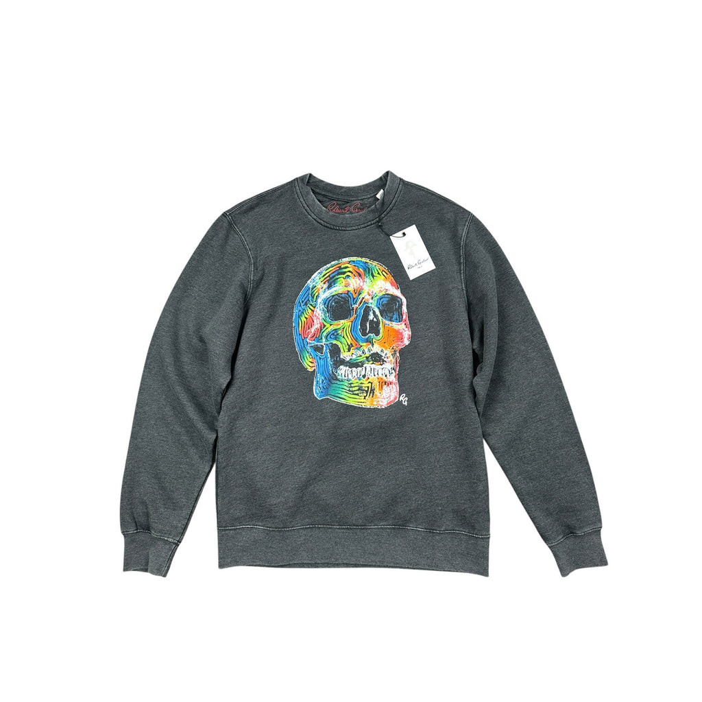 Robert Graham Neon Bones Graphic Long Sleeve Sweatshirt in Charcoal — Size Medium