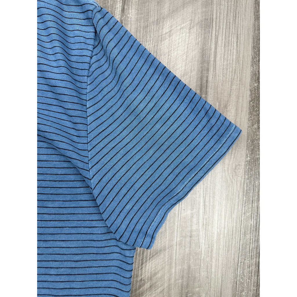 Marine Layer Heavy Slub Striped Pocket Tee in Coronet Blue Stripe — Size Larger (L/XL)