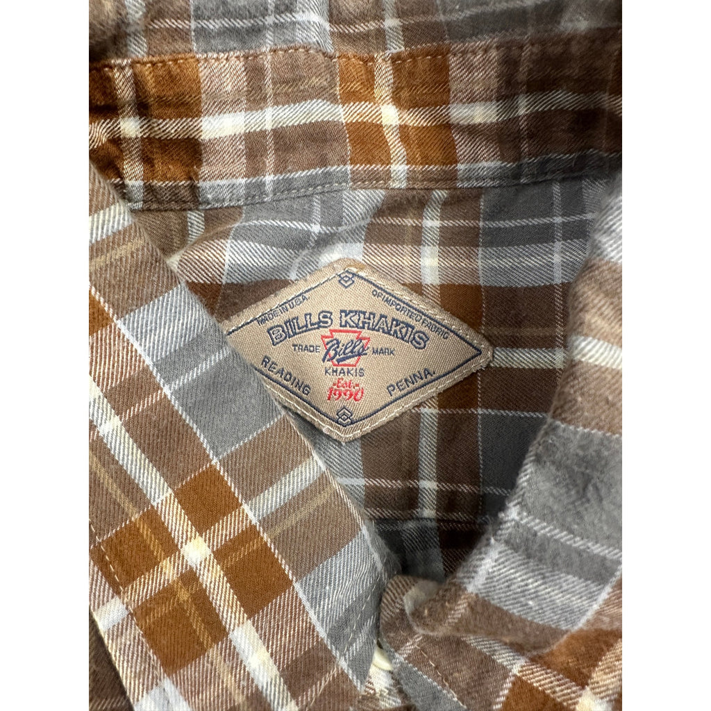 Bills Khakis Double Brushed Plaid Flannel Long Sleeve Button Down Shirt — Size Large // Preowned