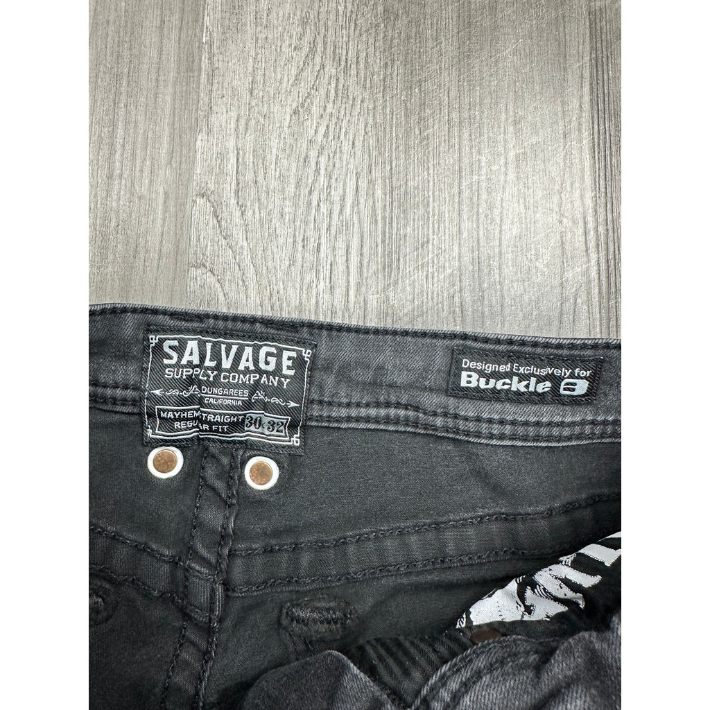 Salvage Supply Company Regular Fit Mayhem Straight Jeans in Black — Size 30x32 // Preowned