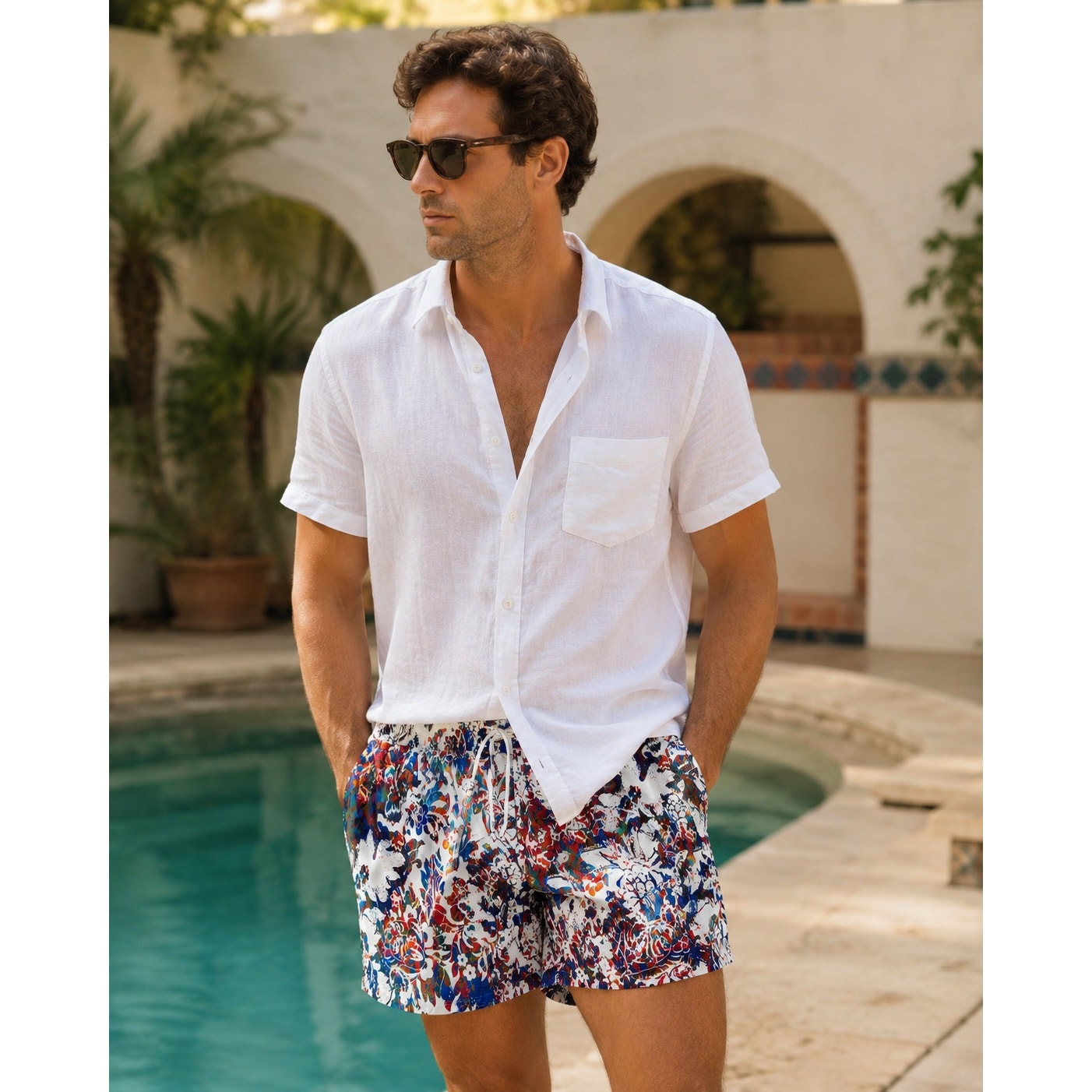 Robert Graham Floral Graffiti Swim Trunks — Size Medium