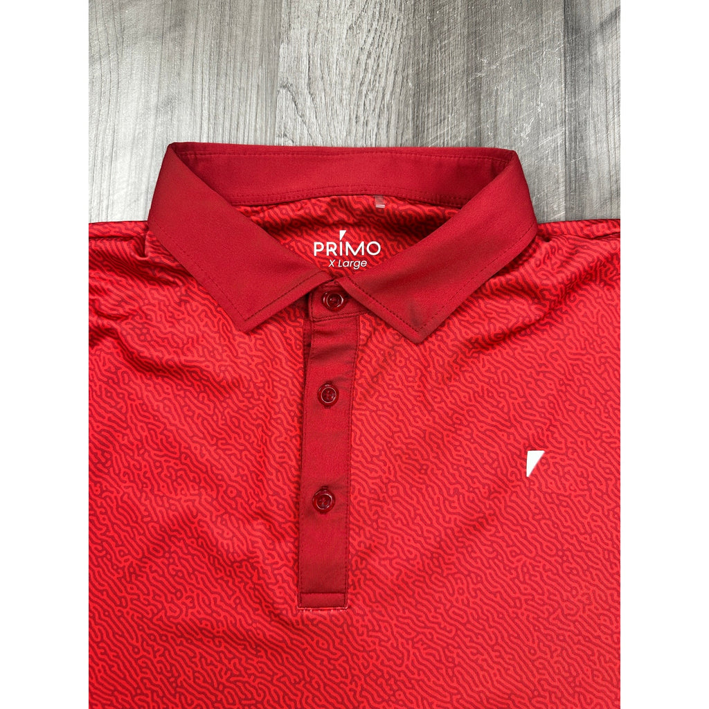 Primo Red Maze Classic Golf Polo in Red and Dark Red — Size XL // Preowned