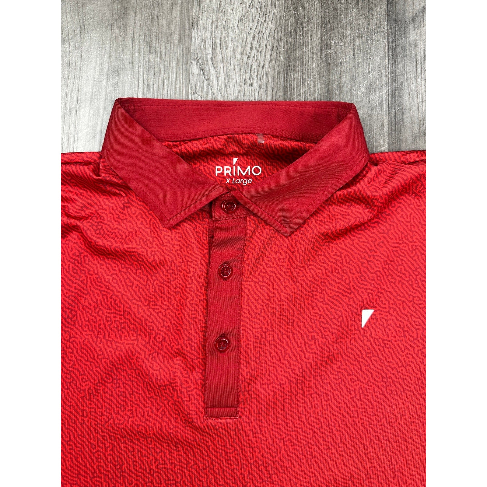 Primo Red Maze Classic Golf Polo in Red and Dark Red — Size XL // Preowned