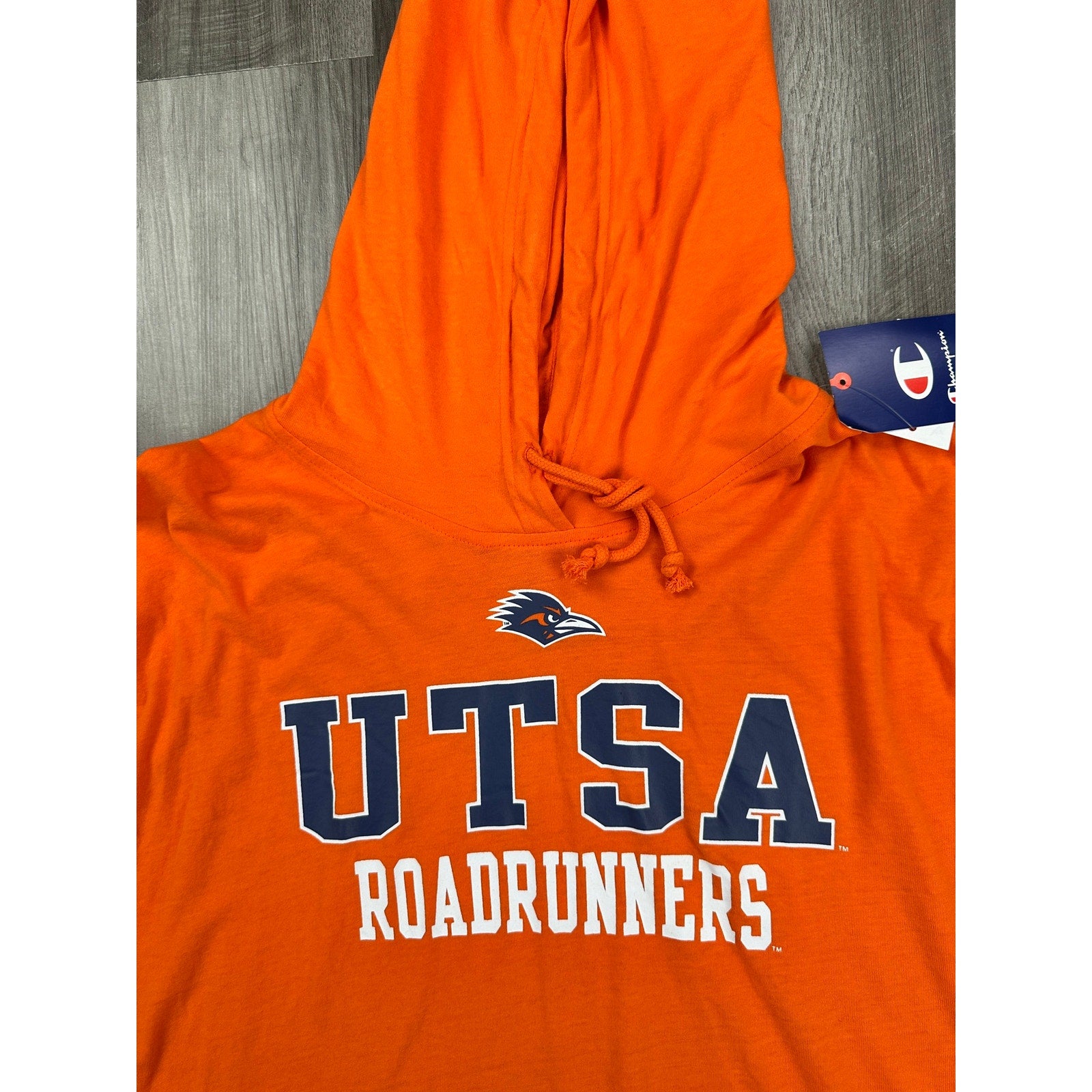 Champion UTSA Roadrunners Long Sleeve Hooded Soft Tee in Bright Orange — Size 2XL