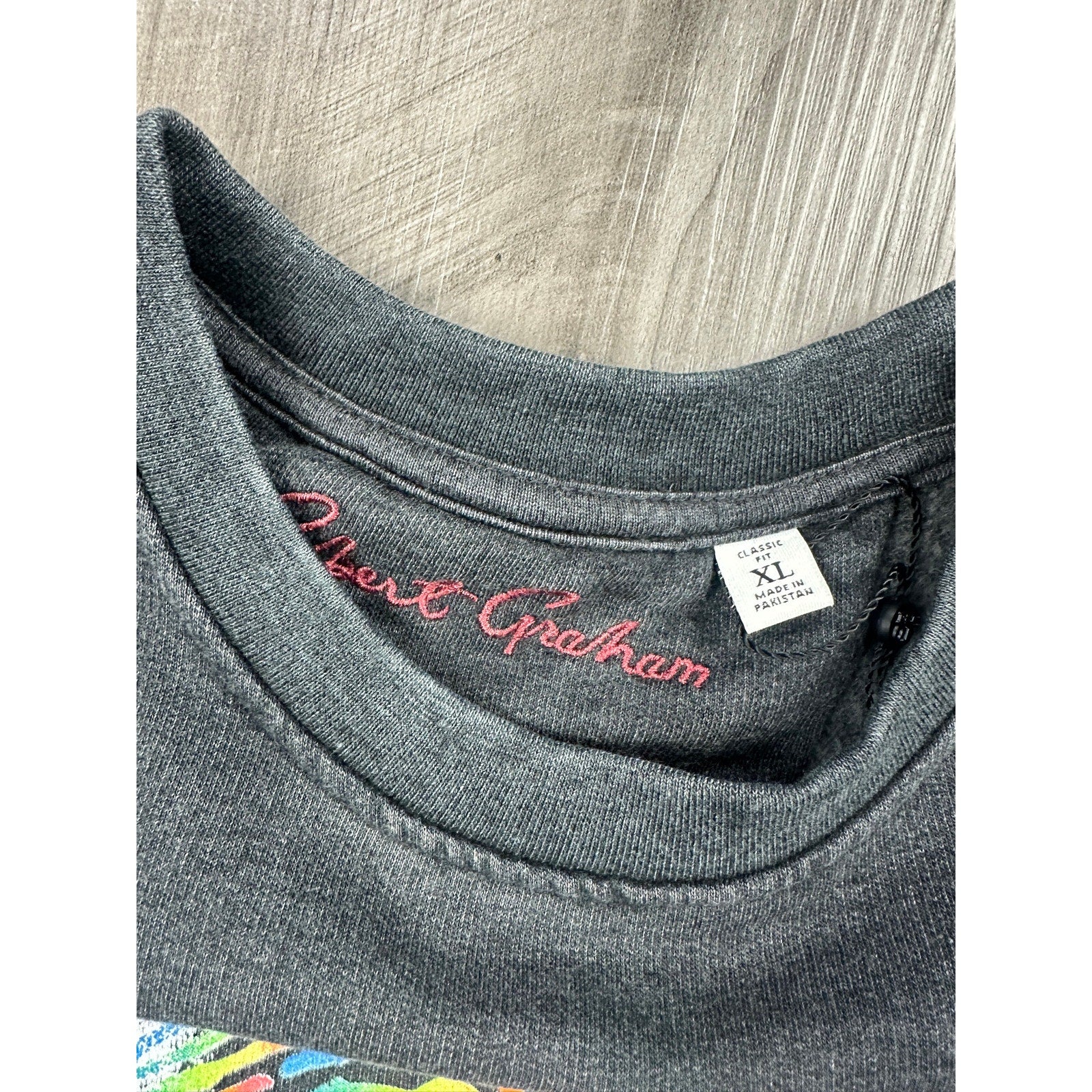 Robert Graham Neon Bones Graphic Long Sleeve Sweatshirt in Charcoal — Size XL