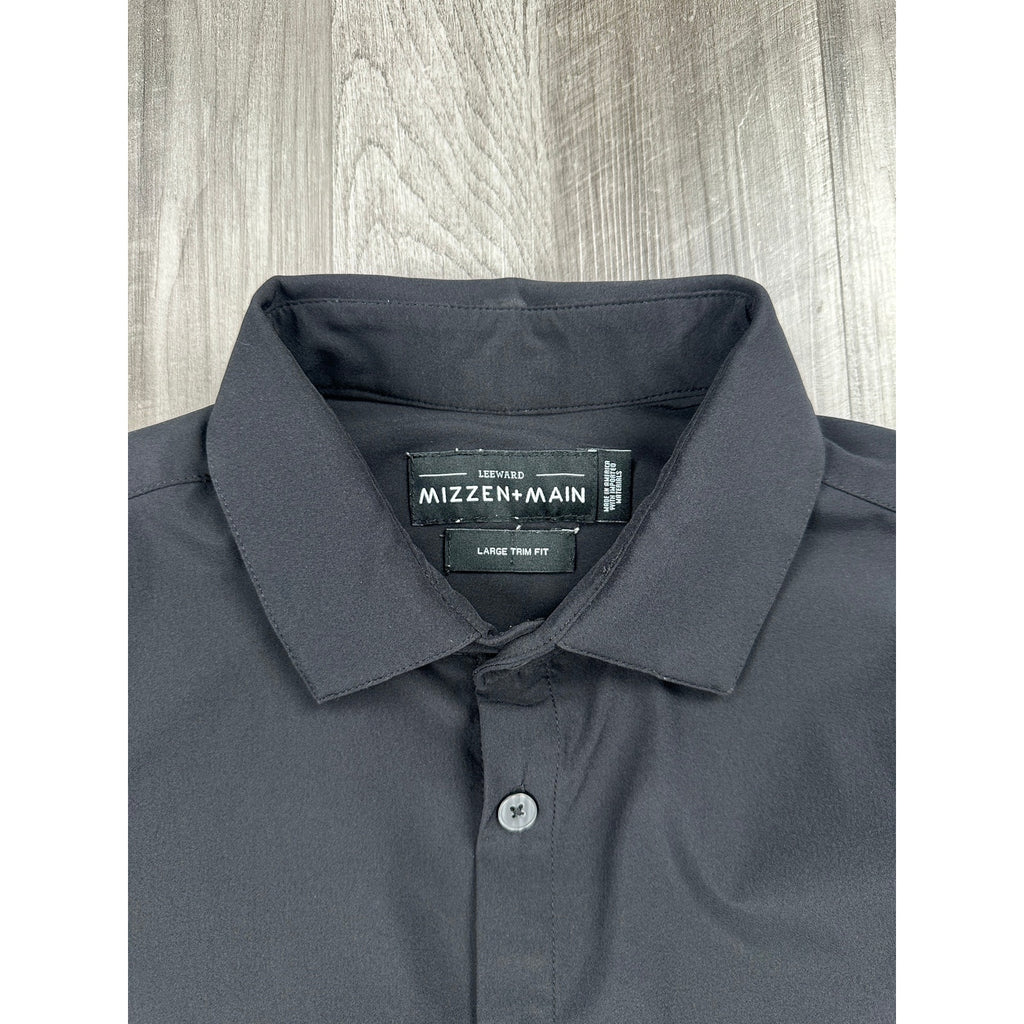 Mizzen+Main Leeward Collection Solid Trim Fit Long Sleeve Shirt in Black — Size Large // Preowned