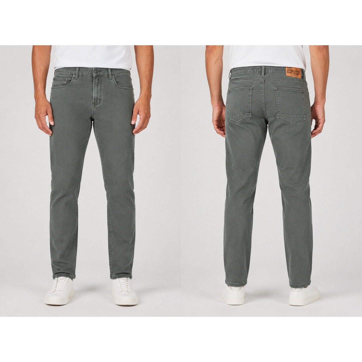 Stitches & Rivets Twill Wear Slim Fit Chino Jeans in Charcoal Green — Size 40x32 // Preowned