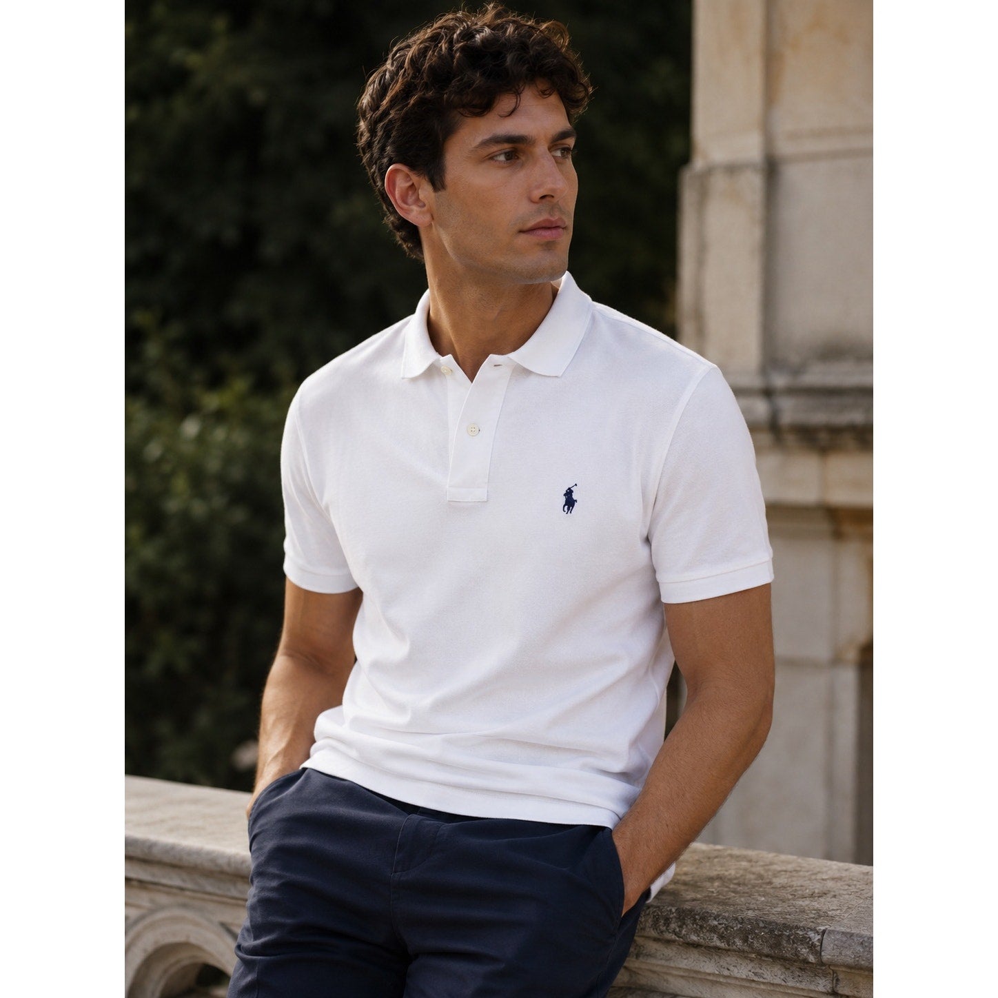 Polo Ralph Lauren Custom Slim Fit Mesh Knit Polo in White — Size Large // Preowned