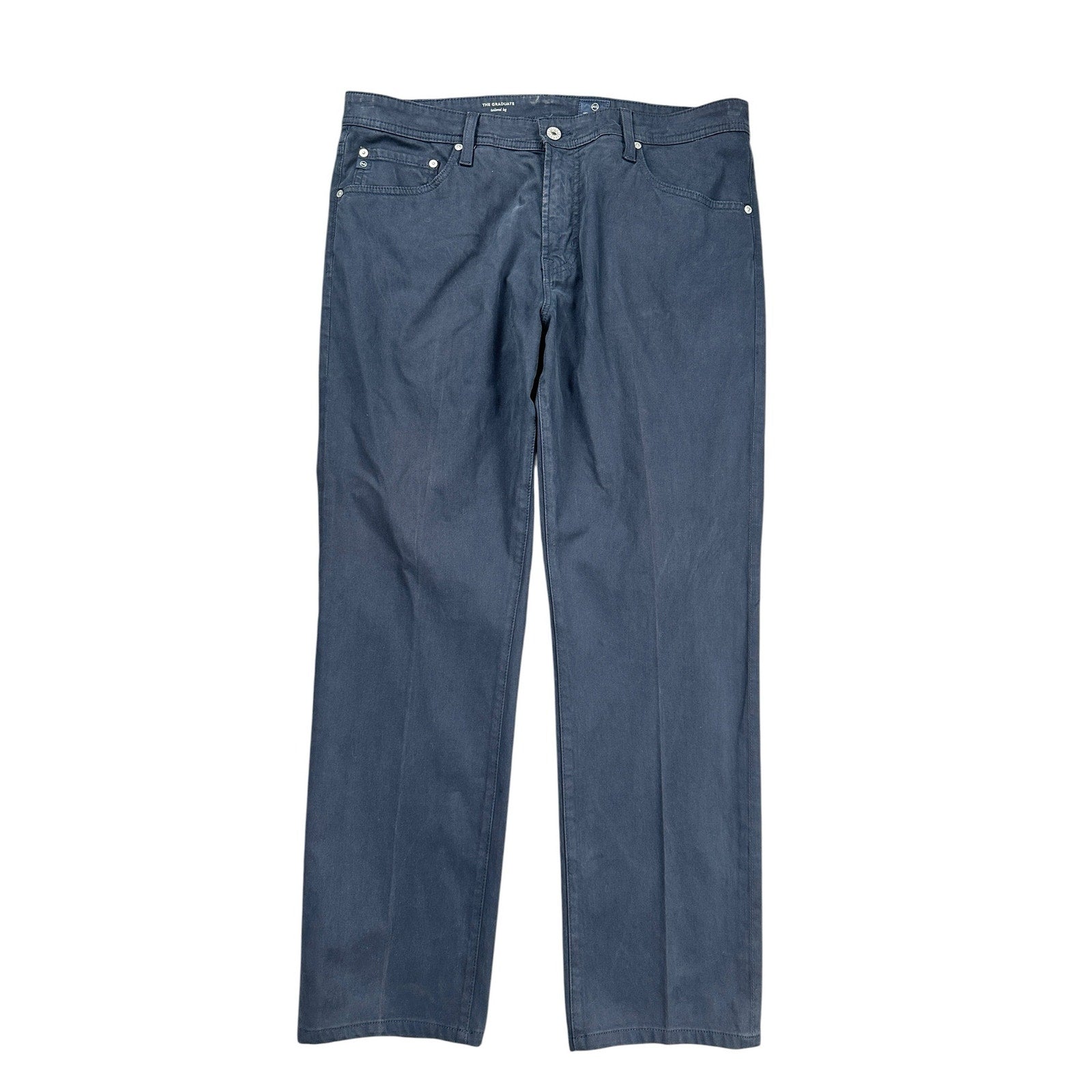 AG Adriano Goldschmied The Graduate Sueded Stretch Sateen Pant in New Navy — 36x34