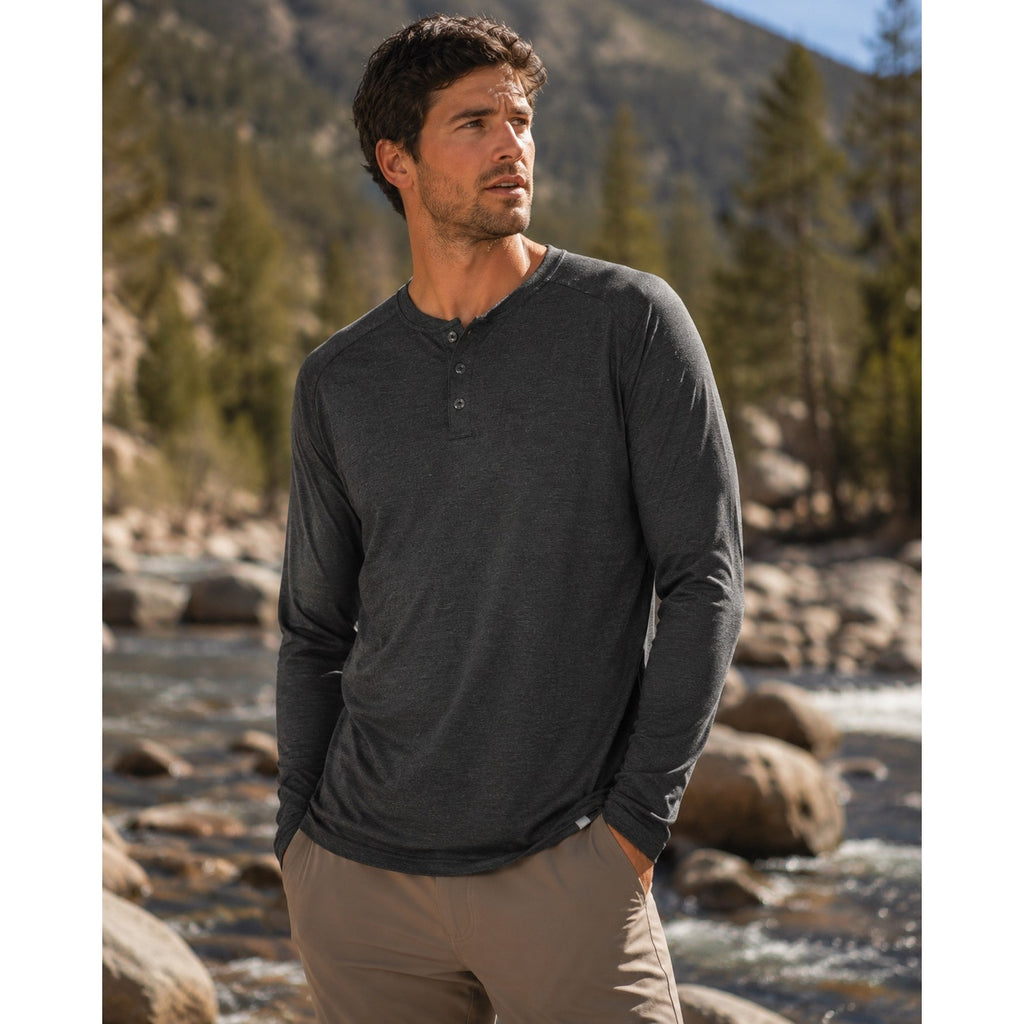 Free Fly Bamboo Flex Long Sleeve Henley in Charcoal — Size Large // Preowned