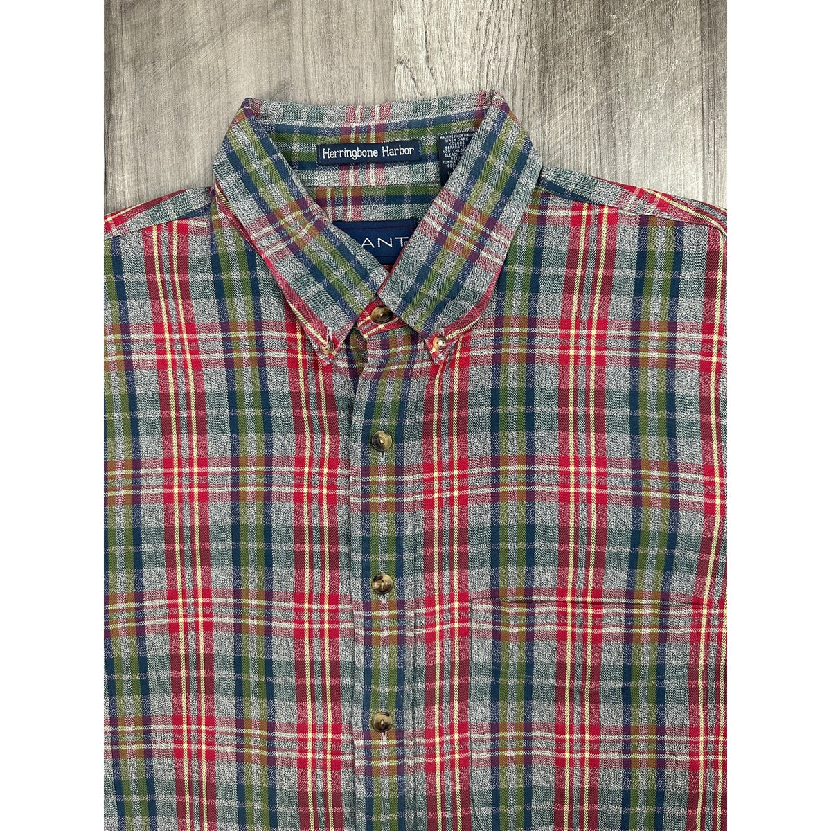 GANT Herringbone Harbor Plaid Long Sleeve Button Down Shirt — Size XL // Preowned