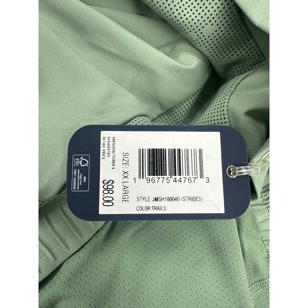 Johnnie-O Strides Lightweight Workout Shorts in Strides Green — Size 2XL