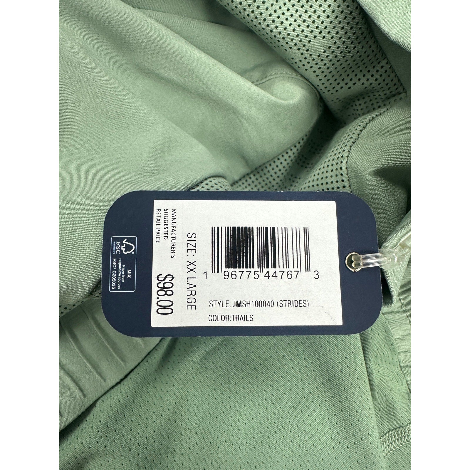 Johnnie-O Strides Lightweight Workout Shorts in Strides Green — Size 2XL