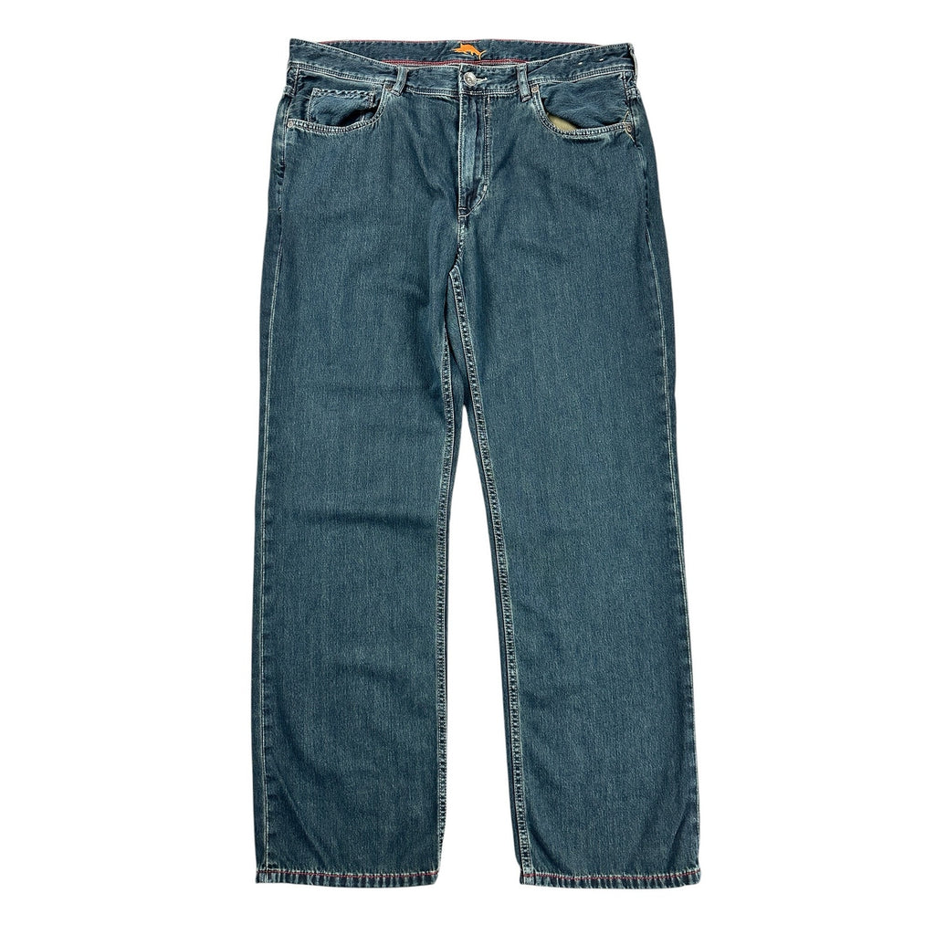 Tommy Bahama Tencel Blend Relaxed Straight Leg Denim Jean in Medium-Dark Wash Blue — 38x32