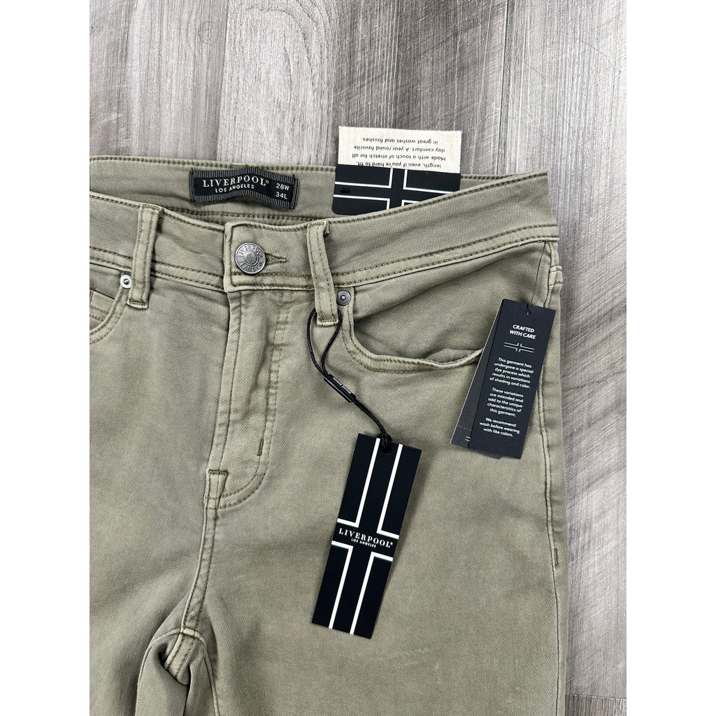 Liverpool Los Angeles Regent Relaxed Straight Stretch Jean in Pewter Green — Size 28x34