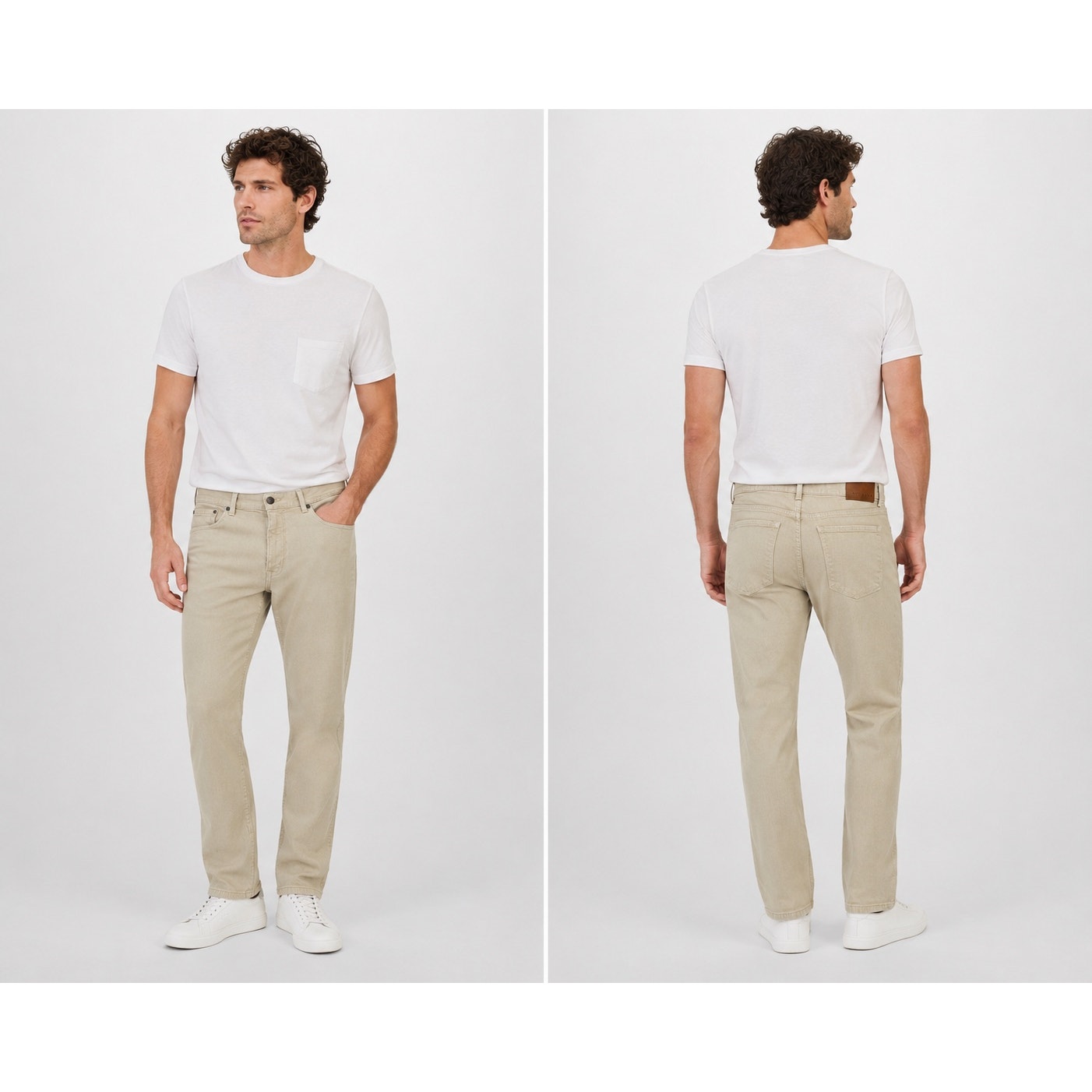 Mott & Bow Straight Mercer Jeans in Light Khaki — Size 34x32 // Preowned