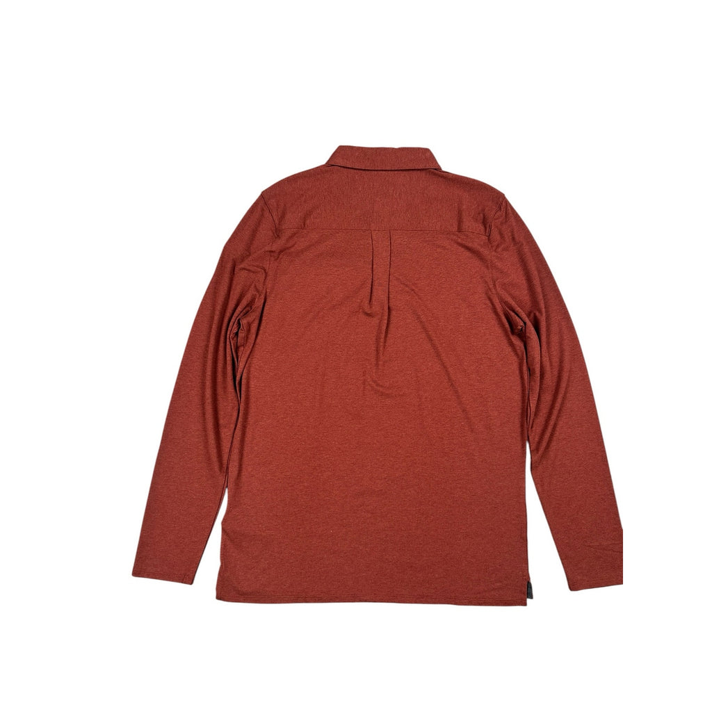 KJUS Inverness Tech Long Sleeve Polo in Cedar Red — Size 52 (Large)