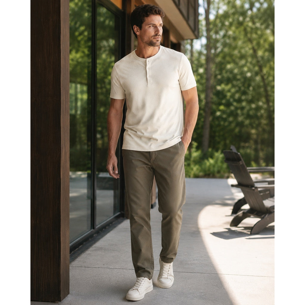 BYLT Coastal Straight Stretch Performance Trouser Pants in Dark Taupe — Size 32 // Preowned