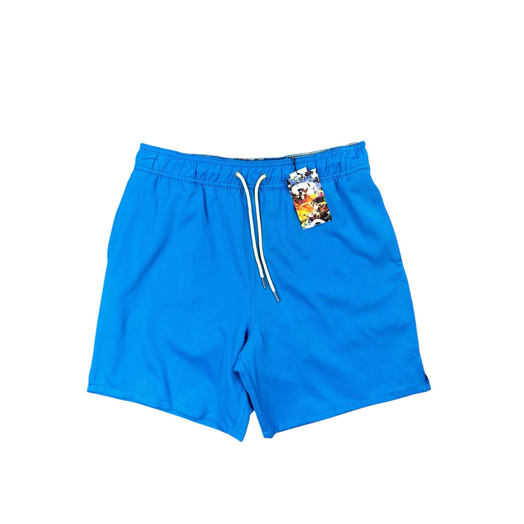Robert Graham Tropical Hawaiian Pocket Swim Trunks in Azure — Size Small