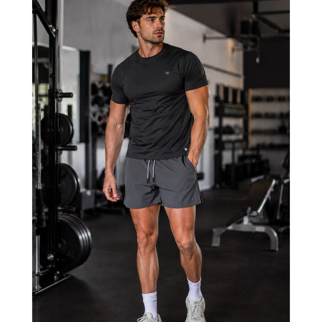 Rhoback The Deadlifts Lined Grit Gym Shorts in Graphite Grey — Size 2XL