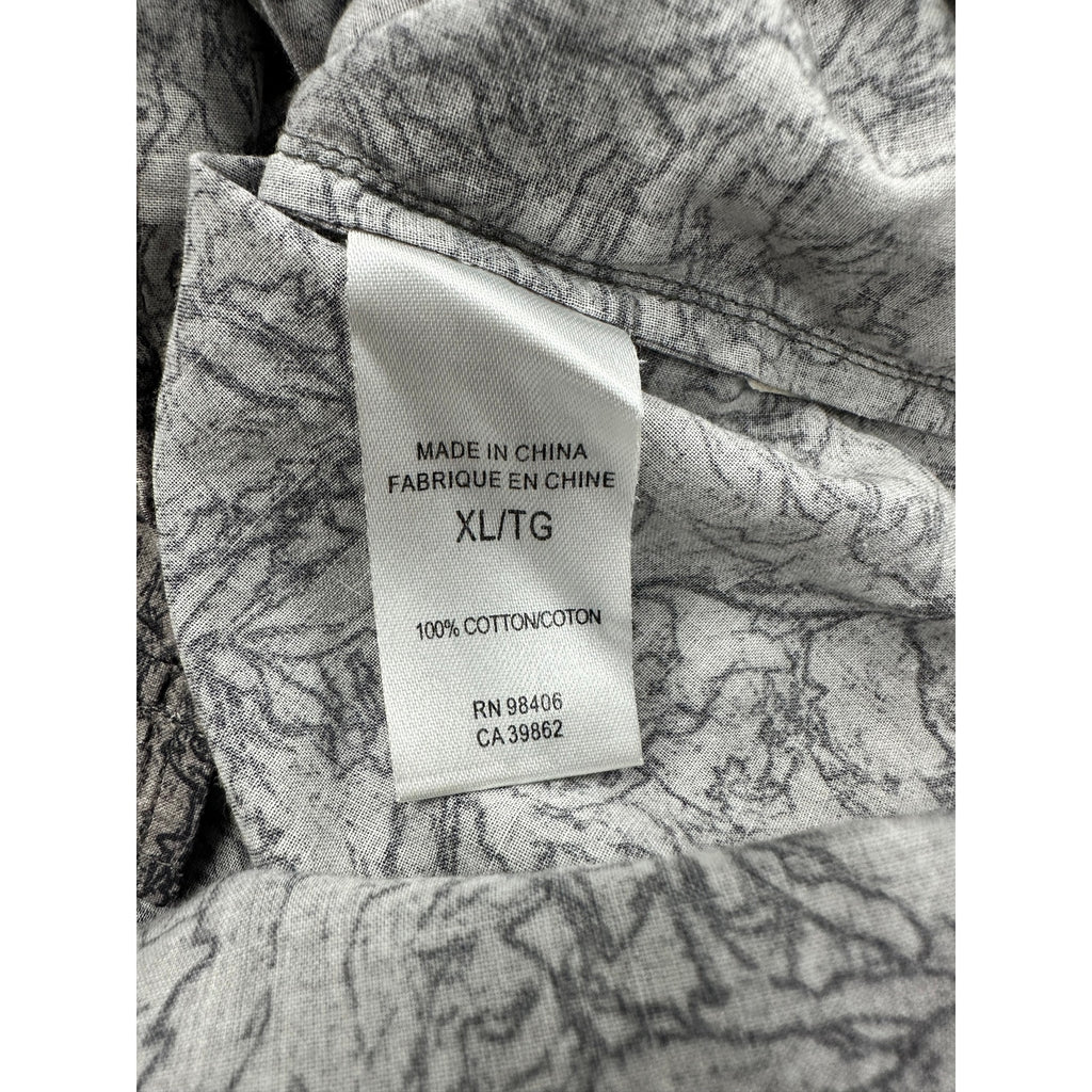 Theory Zack PS Ranunculus Print Short Sleeve Shirt in Light Brown and Black — Size XL // Preowned