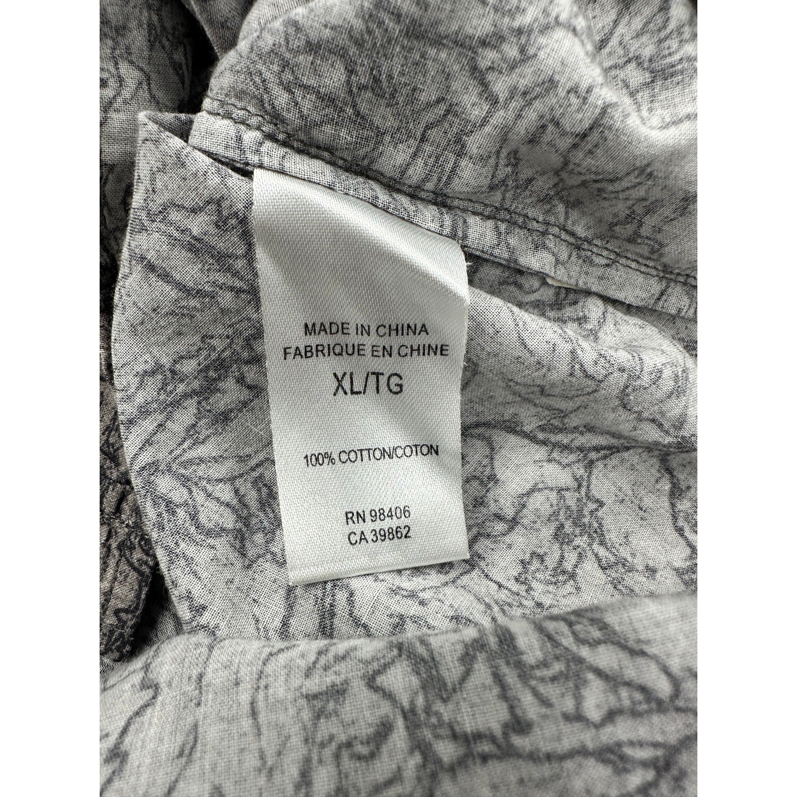 Theory Zack PS Ranunculus Print Short Sleeve Shirt in Light Brown and Black — Size XL // Preowned