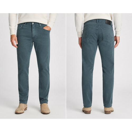 Adriano Goldschmied Tellis Modern Slim Sueded Sateen Chino Jeans in Sulfur Deep Woodland Blue — Size 31x34