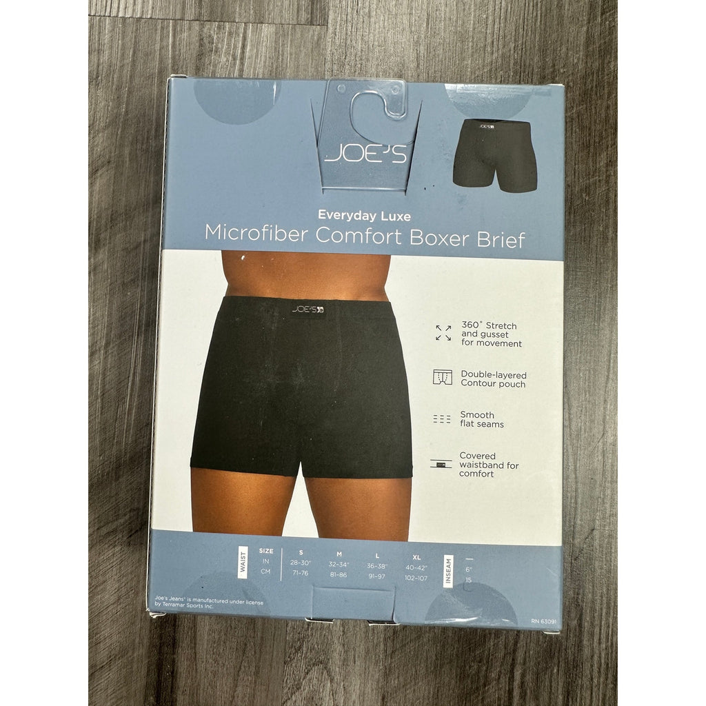 Joe's Everyday Luxe Microfiber Comfort 6-Inch Boxer Brief 4-Pack in Black Red Navy Ocean — Size Medium