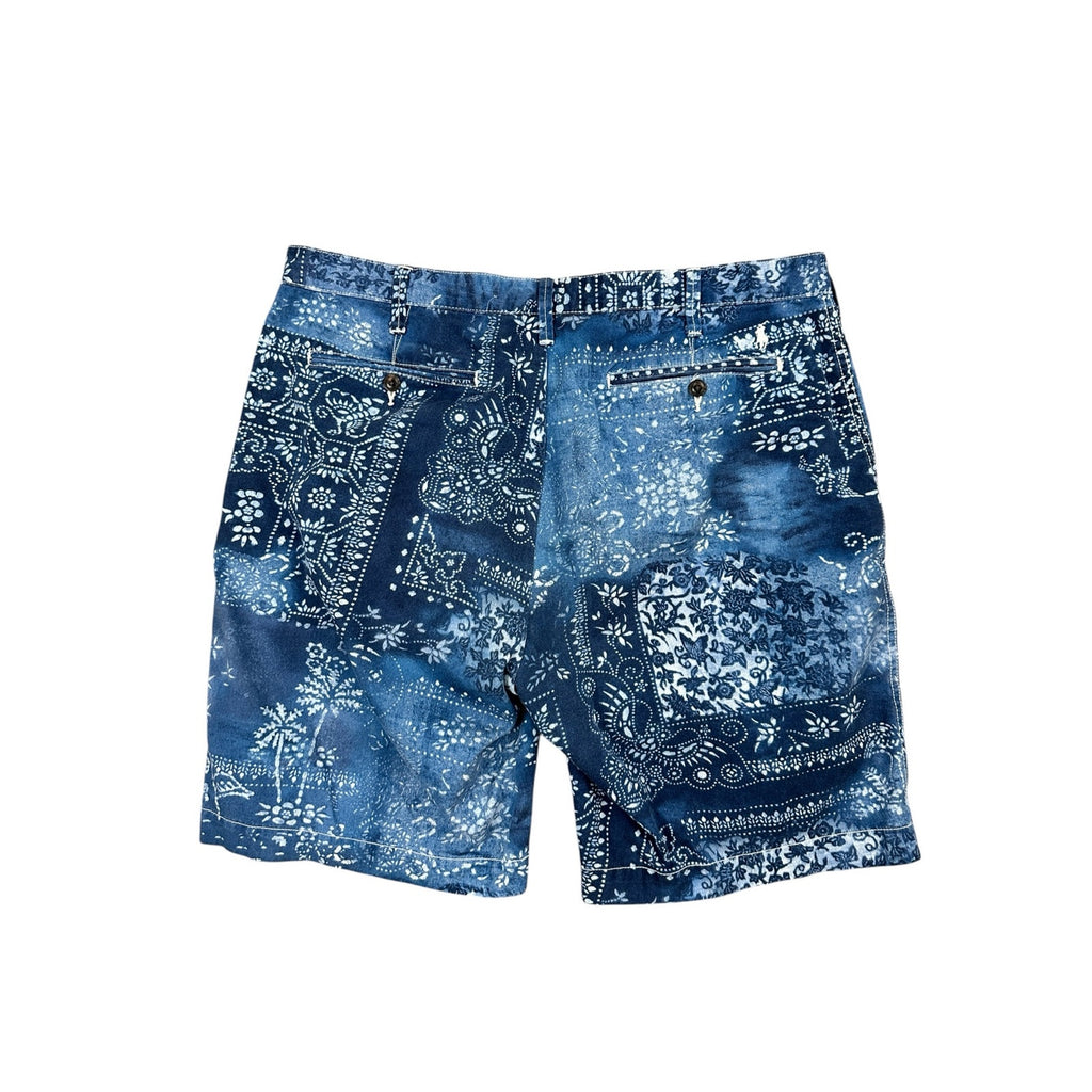 Polo Ralph Lauren Indigo Bandana Motif-Dye Chambray Shorts — Size 38 // Preowned