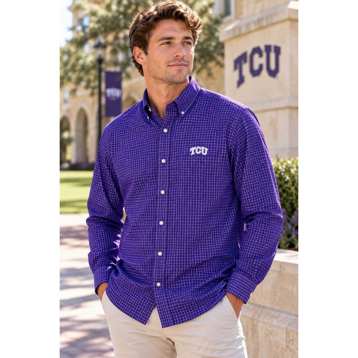 Antigua TCU Horned Frogs Esteem Long Sleeve Shirt — Size Medium // Preowned