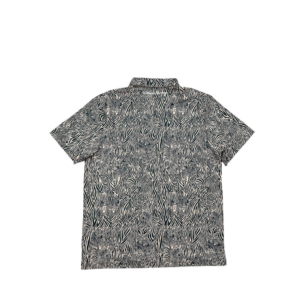 William Murray Earn Your Stripes Zebra Performance Golf Polo in Tan, Black — Size XL // Preowned