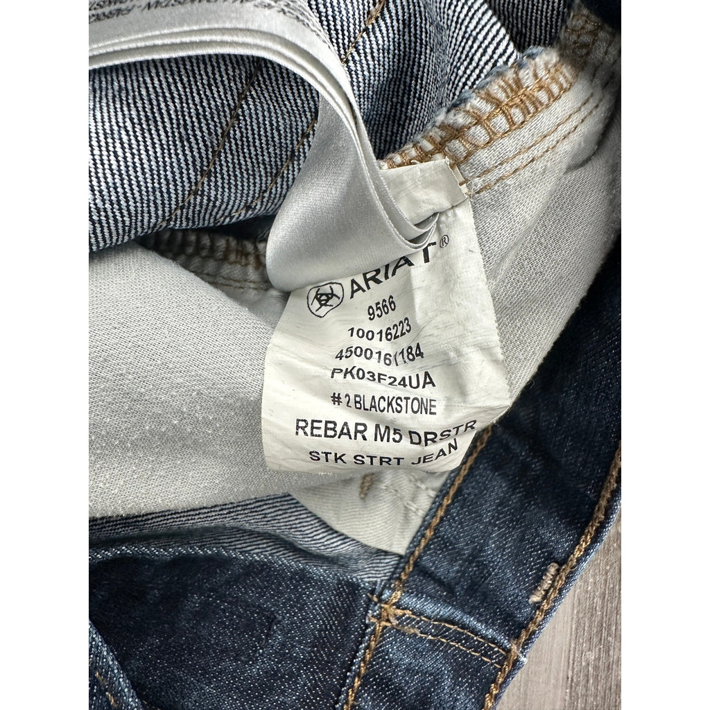 Ariat Rebar M5 Durastretch Stacked Straight Jeans in Blackstone Blue — Size 32x34 // Preowned