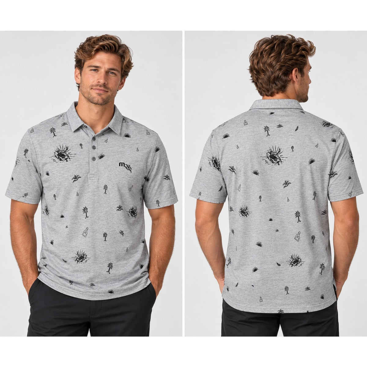 Travis Mathew Ice Breaker Skeleton Vacation Golf Polo — Size Large // Preowned