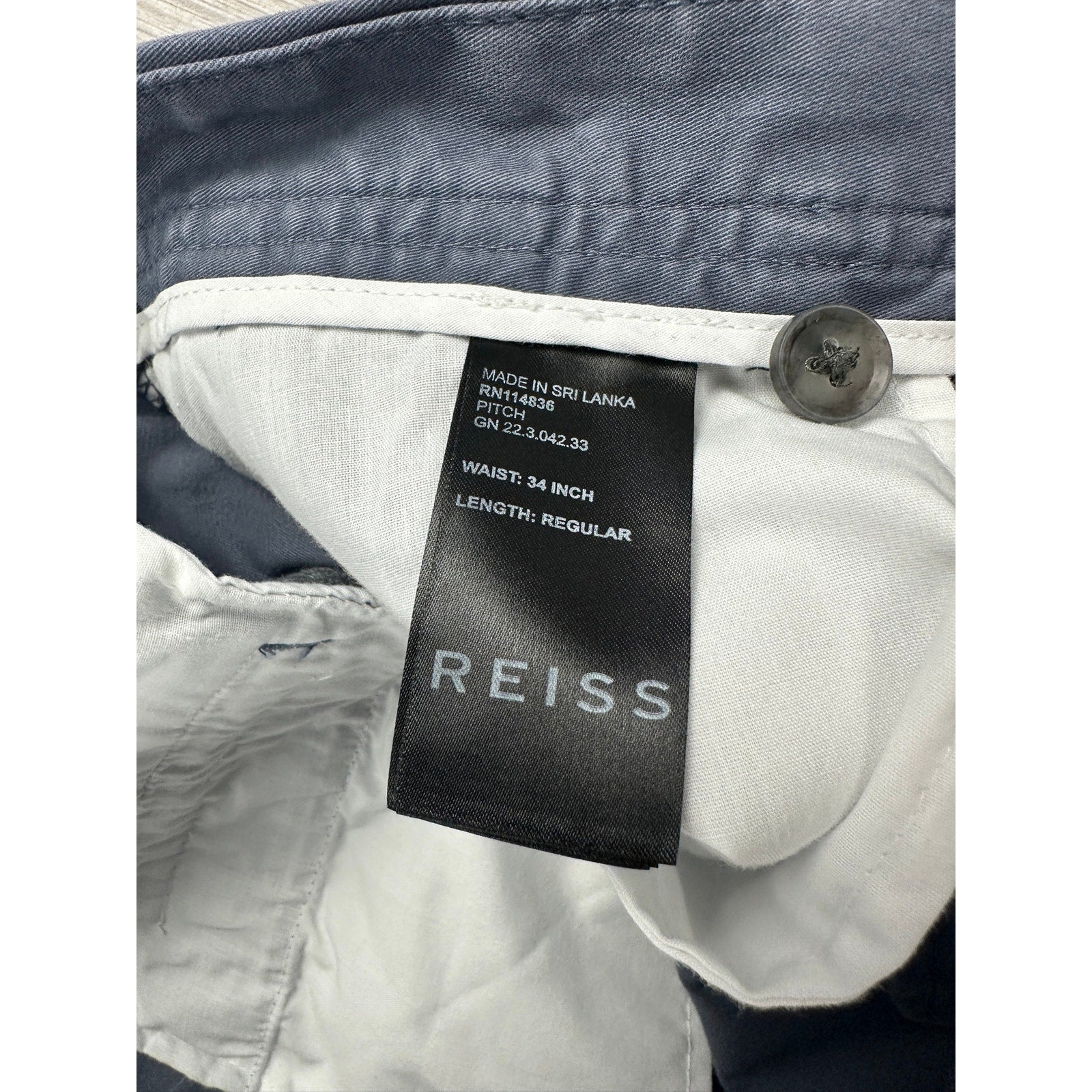 Reiss Stretch Chino Pants in Slate Gray — Size 34 Regular // Preowned