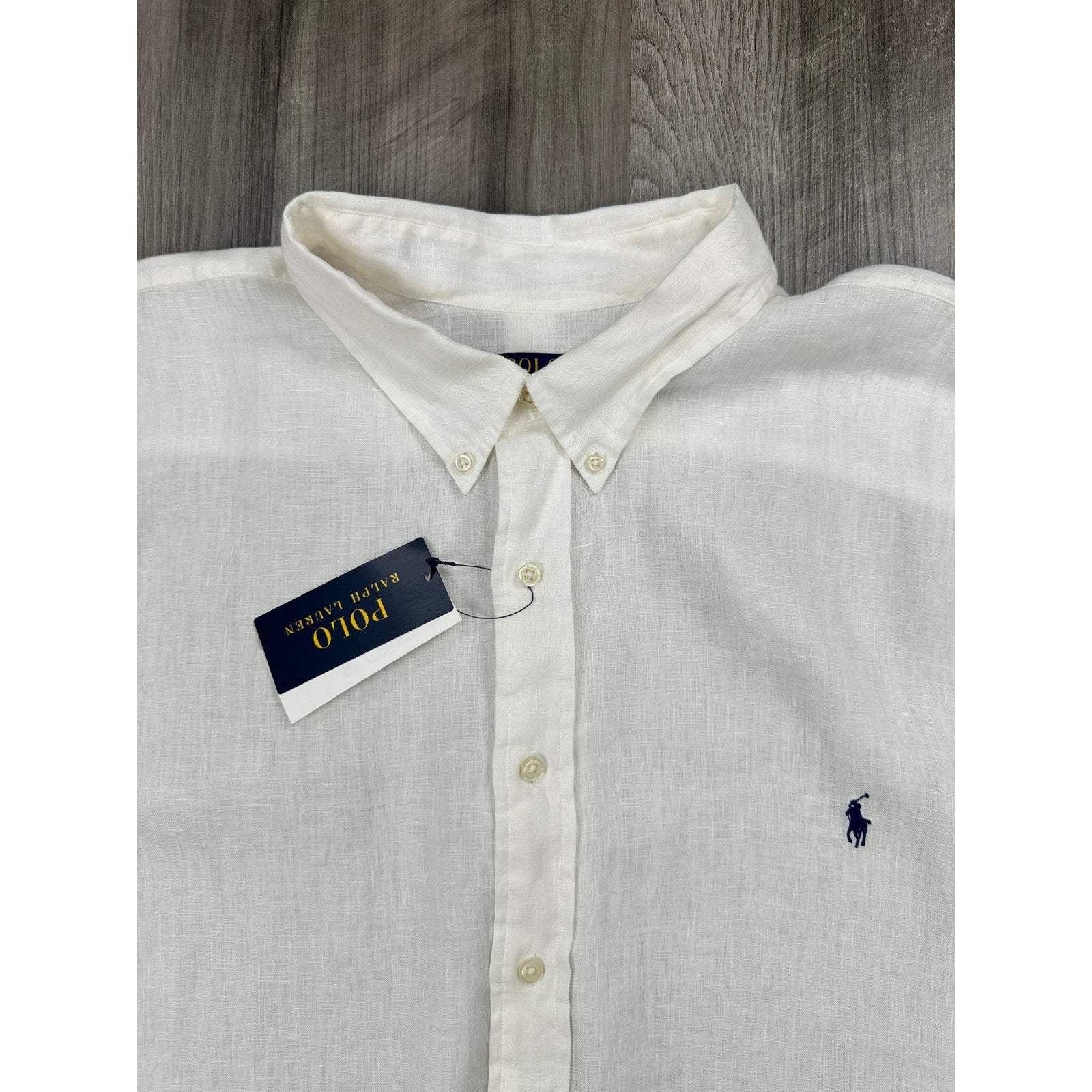 Polo Ralph Lauren Linen Classic Fit Long Sleeve Button Down in White Ivory — Size 3XB