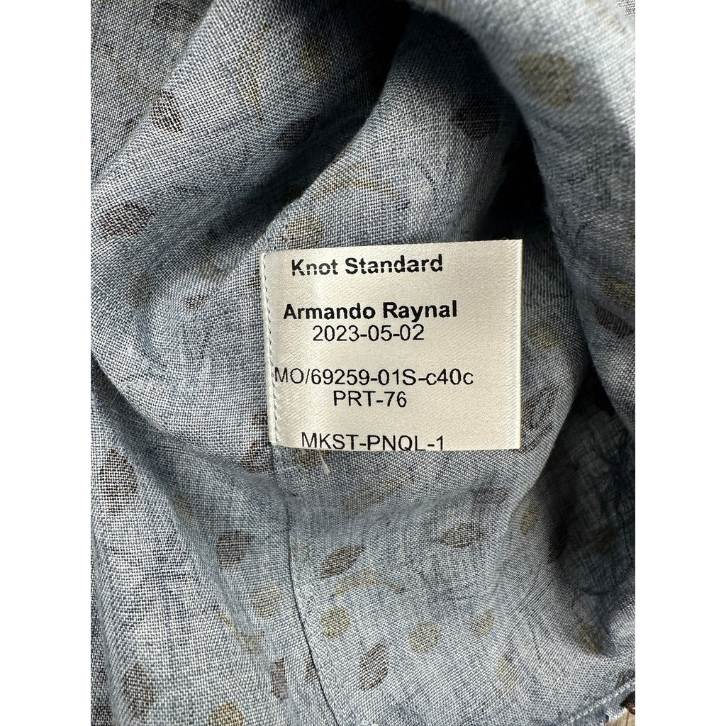 Knot Standard Linen Tropical Long Sleeve Shirt in Gray with Bananas, Pineapples, Coconuts, Palm Trees — Size 2XL // Preowned