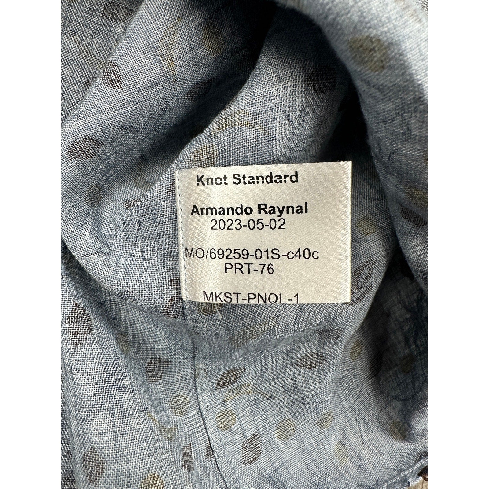 Knot Standard Linen Tropical Long Sleeve Shirt in Gray with Bananas, Pineapples, Coconuts, Palm Trees — Size 2XL // Preowned