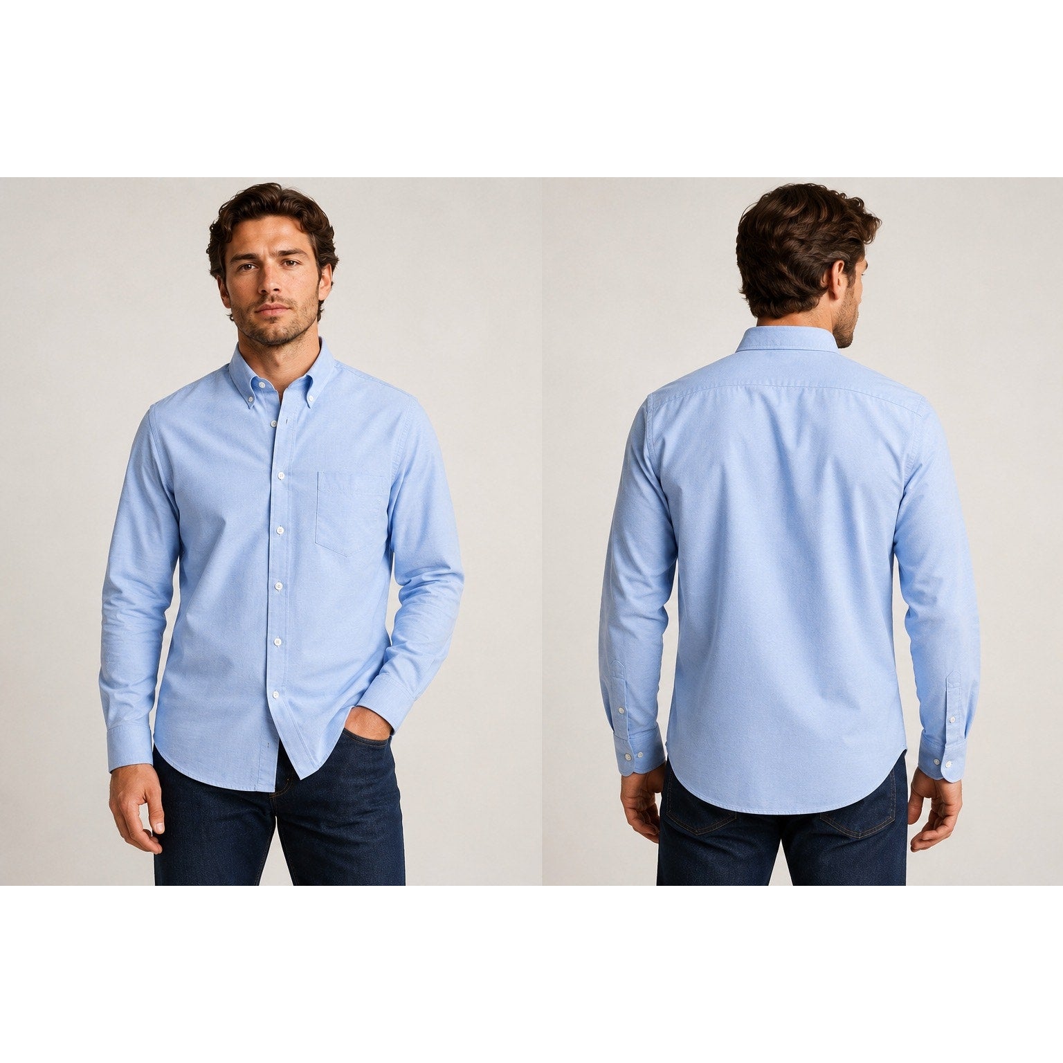 Under 5'10 Stretch Oxford Button Down Shirt in Light Blue — Size Large
