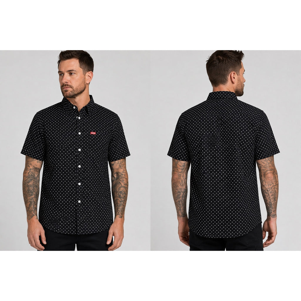 Dixxon Flannel Company The Milton Short Sleeve Shirt in Black, White — Size Large // Preowned