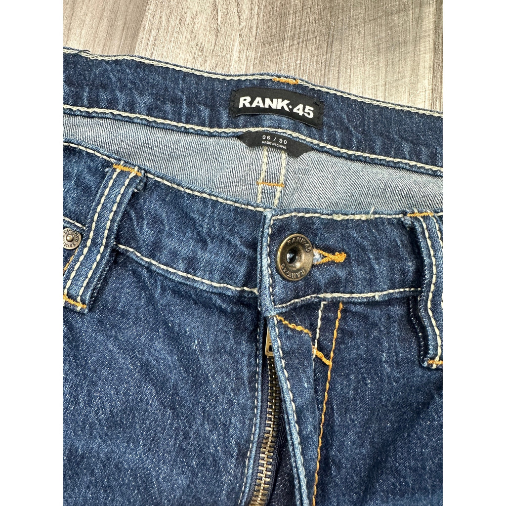 Rank 45 Slim Straight Jeans in Midnight Hawk Blue — Size 36 // Preowned