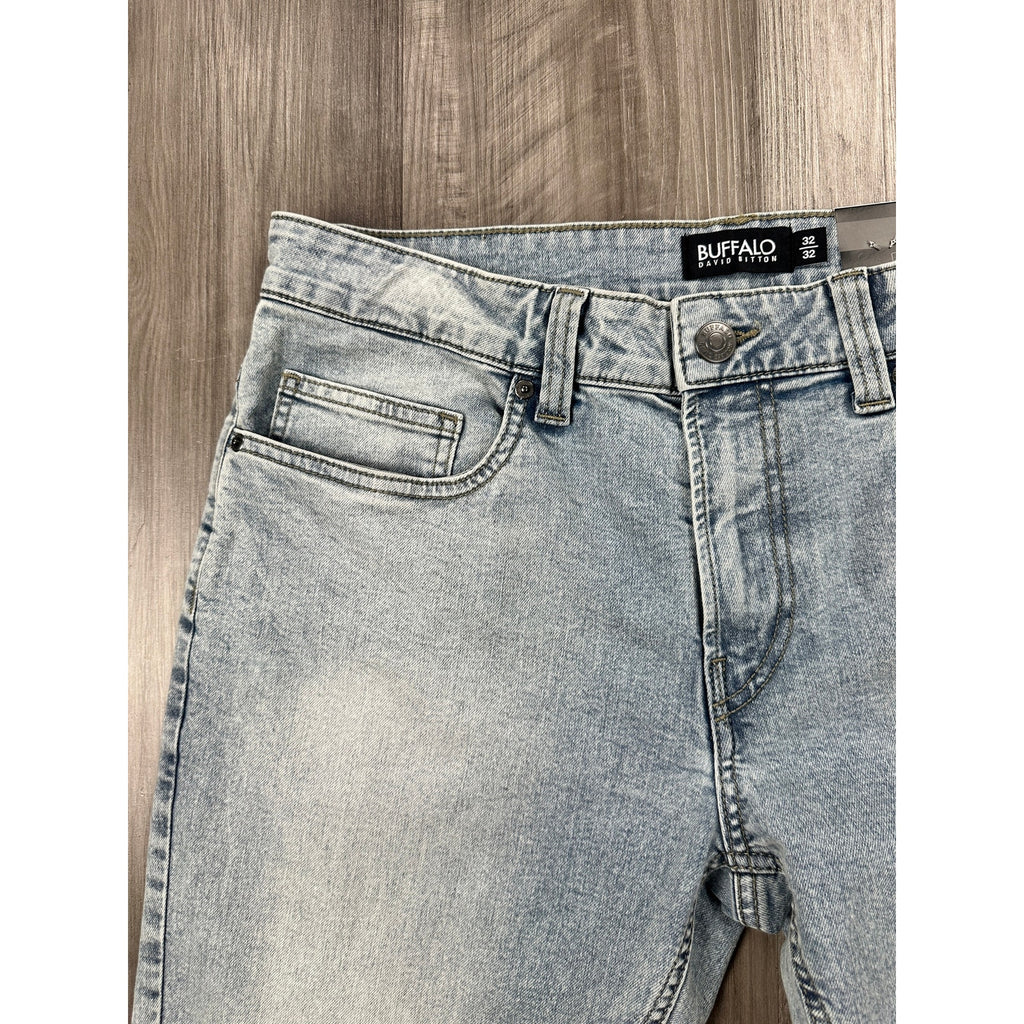 Buffalo David Bitton Ash Slim Fit Stretch Jean in Bleached and Blasted — Size 32x32
