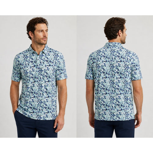 7 Diamonds Lunar 4 Way Stretch Polo in Mint — Size Small