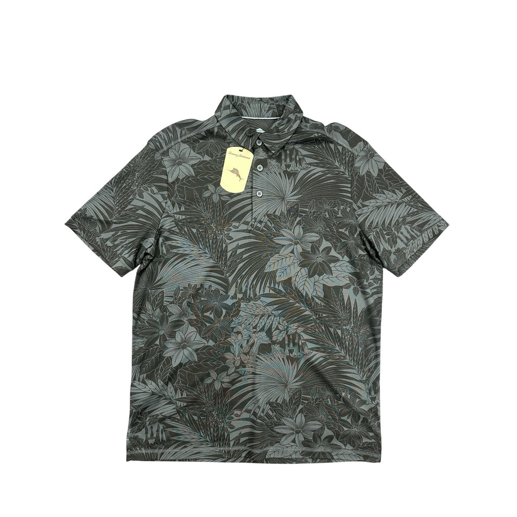 Tommy Bahama Hawaiian Floral Tropical Coal Polo - Medium